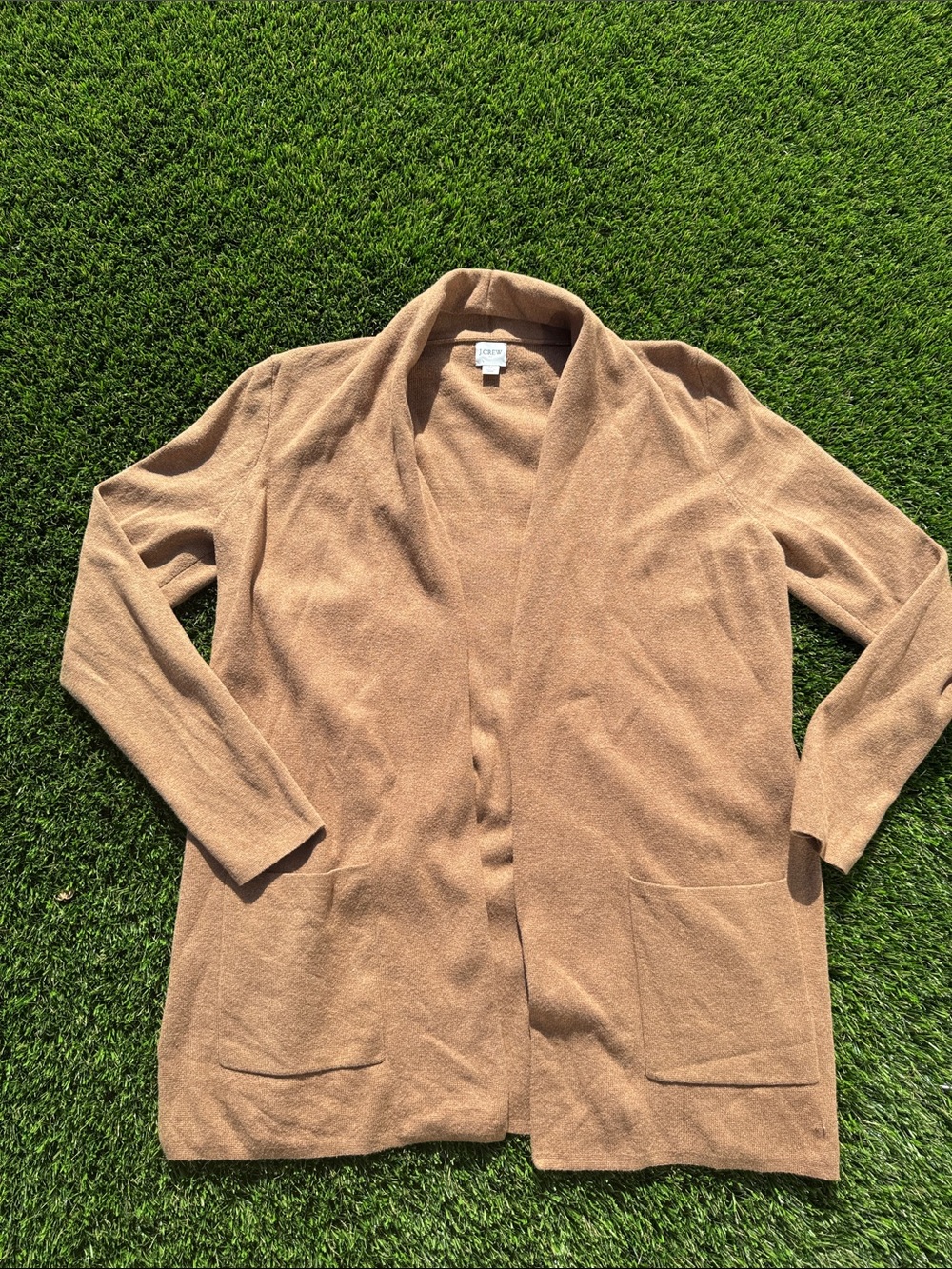 J. Crew Camel Open-Front Knit Cardigan